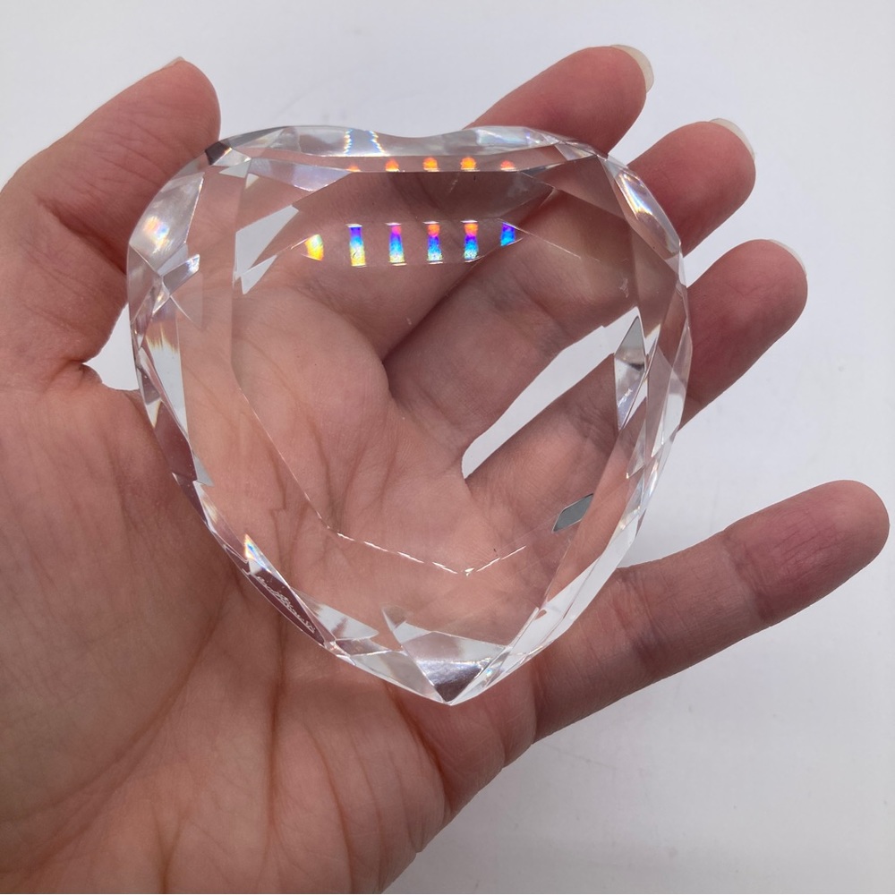 Rosenthal Clear Crystal Heart Paperweight Faceted SIGNED